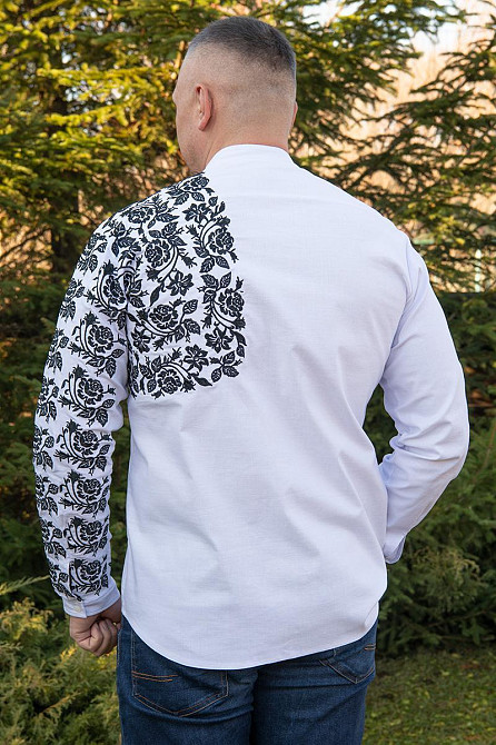 Вышиванка рубашка мужская льняная, белая, лен, вышиванки мужские в Украине Киев - изображение 3