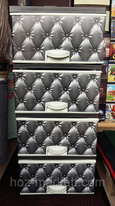 Комод пластиковий тумбочка з малюнком диван сірий Капітон Харків - фото 1