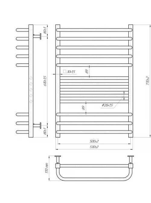Водяной полотенцесушитель Mario INOX Гера-Люкс 770х530/500 Киев - изображение 5