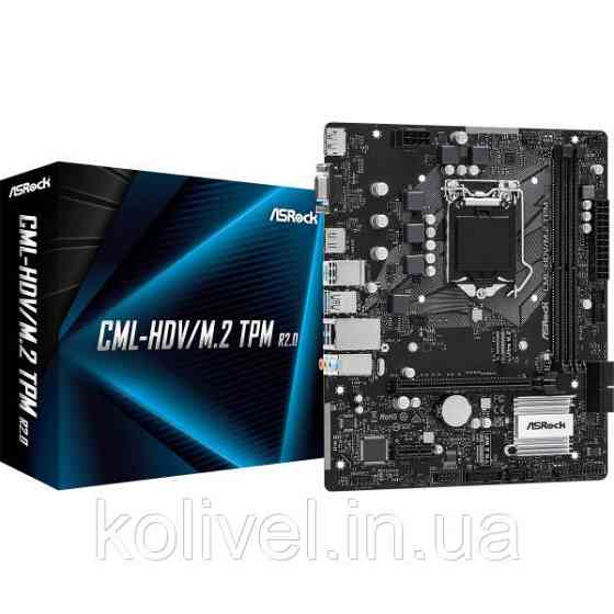 ASRock CML-HDV/M.2 TPM R2.0 (1200/H370, 2*DDR4, PCIex16, DP/HDMI/VGA, 4xSATAІІІ, M.2, GLan, 7.1ch, m Киев