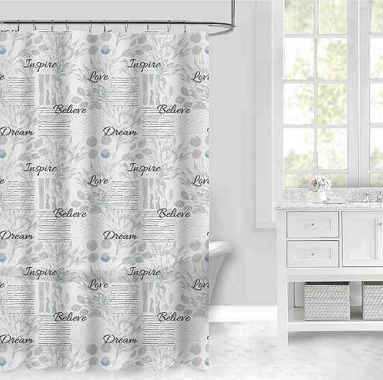 Шторка для ванной и душа 180x180 см водонепроницаемая,штора для душевой и ванной комнаты с крючками,прозрачная Каменец-Подольский