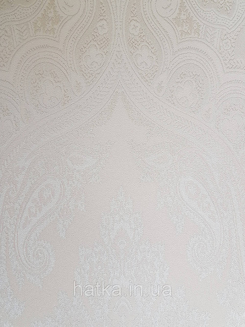 Обои виниловые на флизелине AS creation Garda 1.06Х10.05 классика вензеля крупные бежевые серебристые Киев - изображение 2