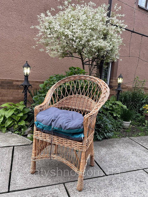 Крісло плтеное из лозы с подушкой голубой Киев - изображение 6