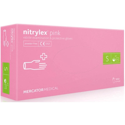 Медицинские перчатки Mercator Medical Nitrylex Pink Нитриловые Неопудренные диагностические Размер S Розовые 100 шт. (5906615035329) Винница - изображение 1