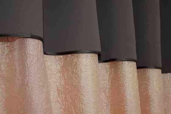 Кухонные шторы VR-Textil № 073к с ламбрекеном и подхватами персиковый с какао 260х170 см (52-0102) Киев