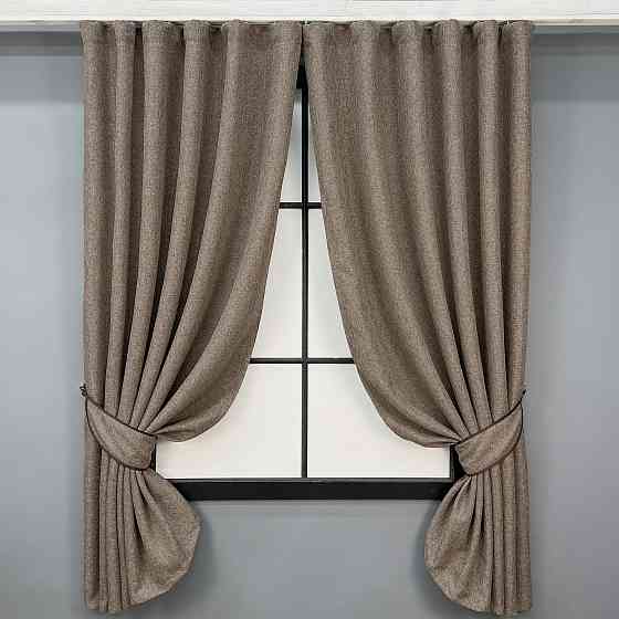 Комплект коротких штор VR-Textil Лен ELEMENTA № 1864шСеро-коричневый 140х170см 2 шт (35-0441) Киев