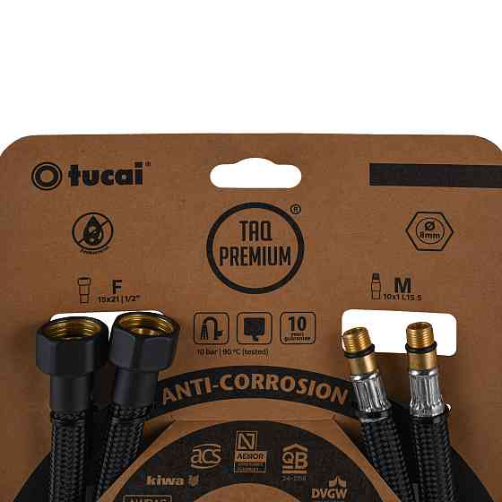 Шланг для змішувача TUCAI TAQ PREMIUM GRIF М10х1/2″ 0,4м. АНТИКОР. AСB ПАРА (Чорний Мат) 209964 Луцк