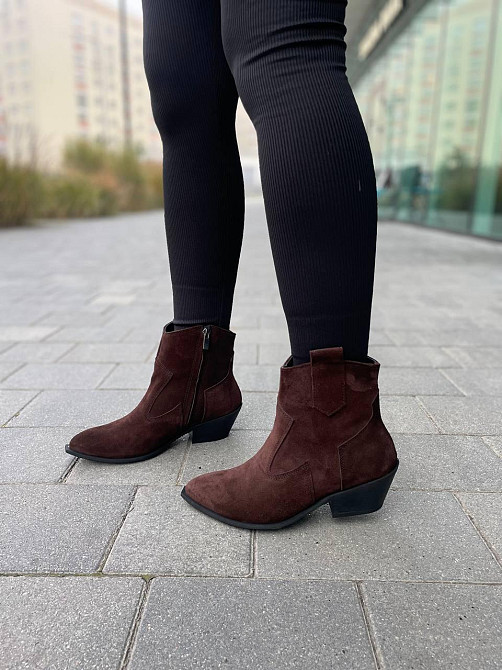 Edan Instruments Замшеві черевики жіночі демісезонні весна-осінь шоколадні на стійкому каблуці Коломия - фото 2