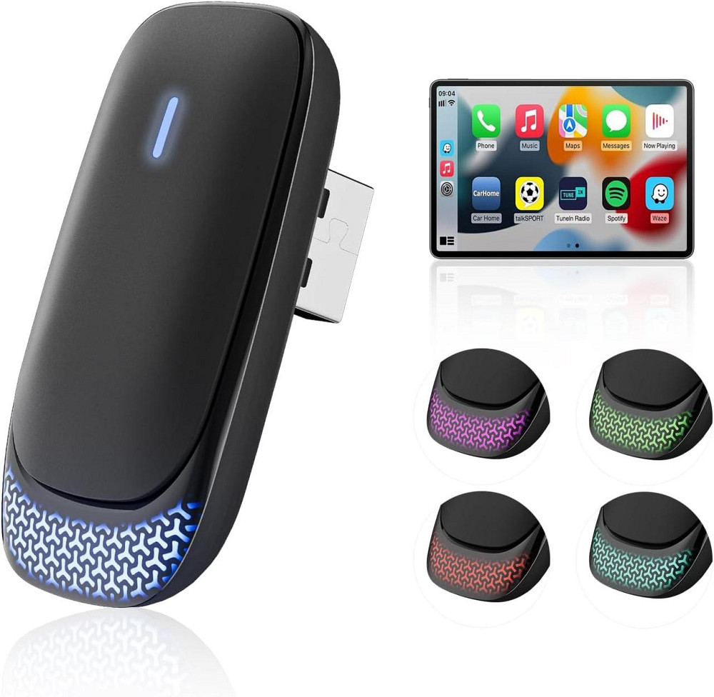 CarPlay бездротовий адаптер для iPhone iOS 10+, перехідник з дротового на бездротовий карплей для авто 2016+ з підсвіткою Київ - фото 1