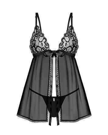 Сорочка беби-долл Obsessive Blomentis babydoll & thong, M/L, кружевной лиф, стринги в комплекте Sex Aura Киев