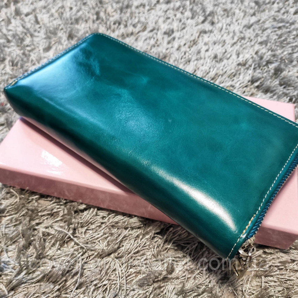 Бірюзовий шкіряний жіночий гаманець на блискавці Marco Coverna Київ - фото 7