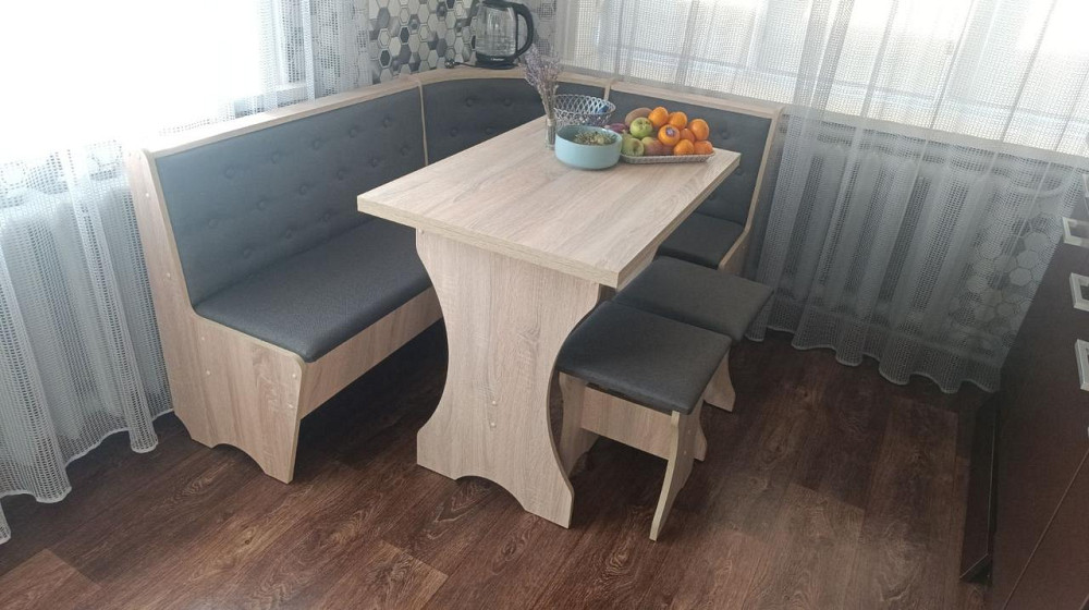 Кухонний куток, стіл та дві табуретки 154х114 см Сімейний - Дуб Сонома Львів - фото 8