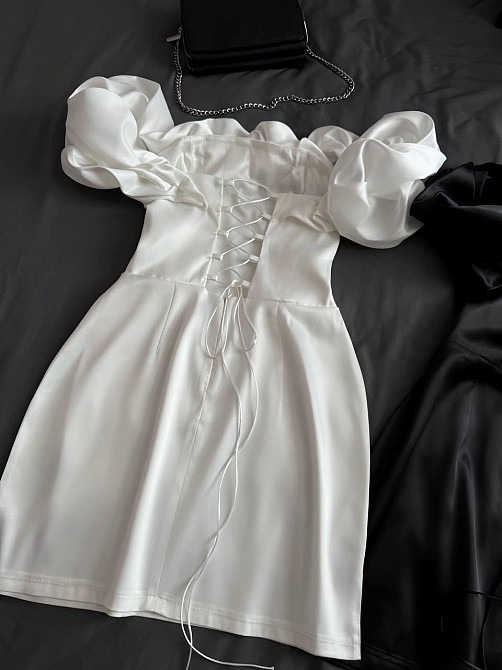 Женское элегантное романтичное платье плотный матовый алтас Молочный, 42/44 Одесса - изображение 5