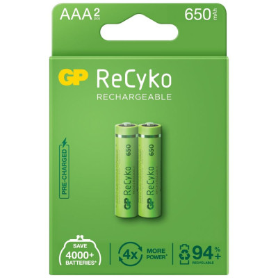 Акумулятор Gp AAA 65AAAHCE-EB2 Recyko 650 mAh * 2 (65AAAHCE / 4891199186677) Вінниця - фото 1