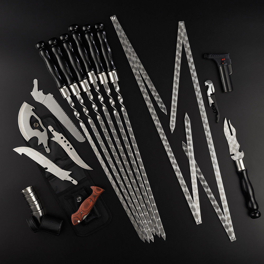 Шампури подарункові набір бокс для пікніка гриля та барбекю Оригінальні Віп подарунки на день народження татові, хлопцю, Тернопіль - фото 7