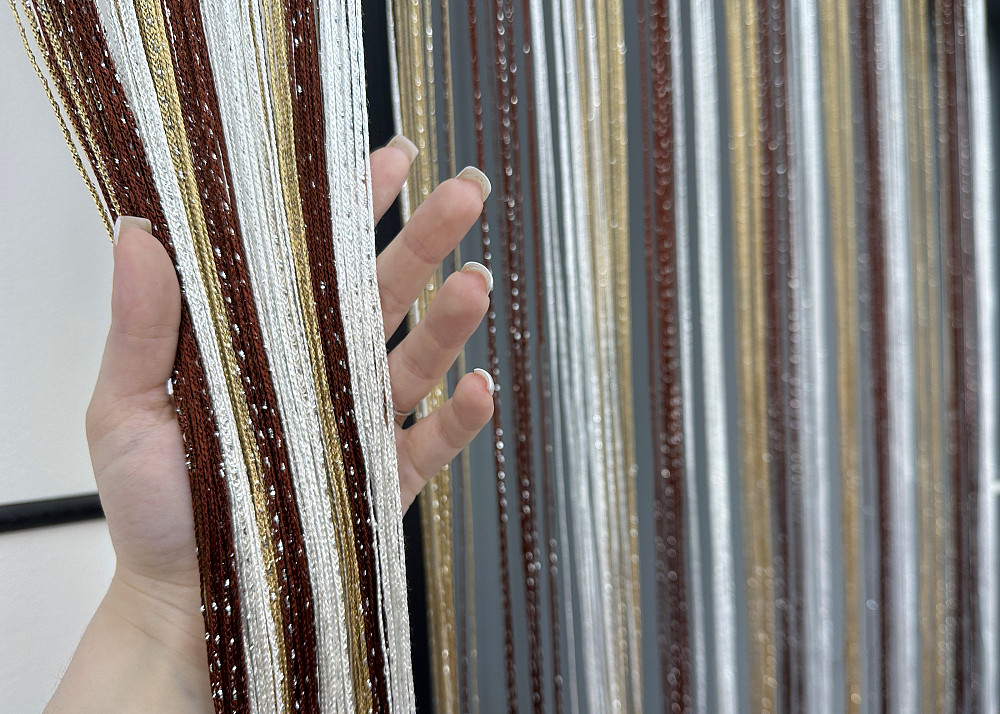 Шторы-нити с люрексом Бежевый с коричневым и белым 300х300см 1 шт (61-109) Киев - изображение 5