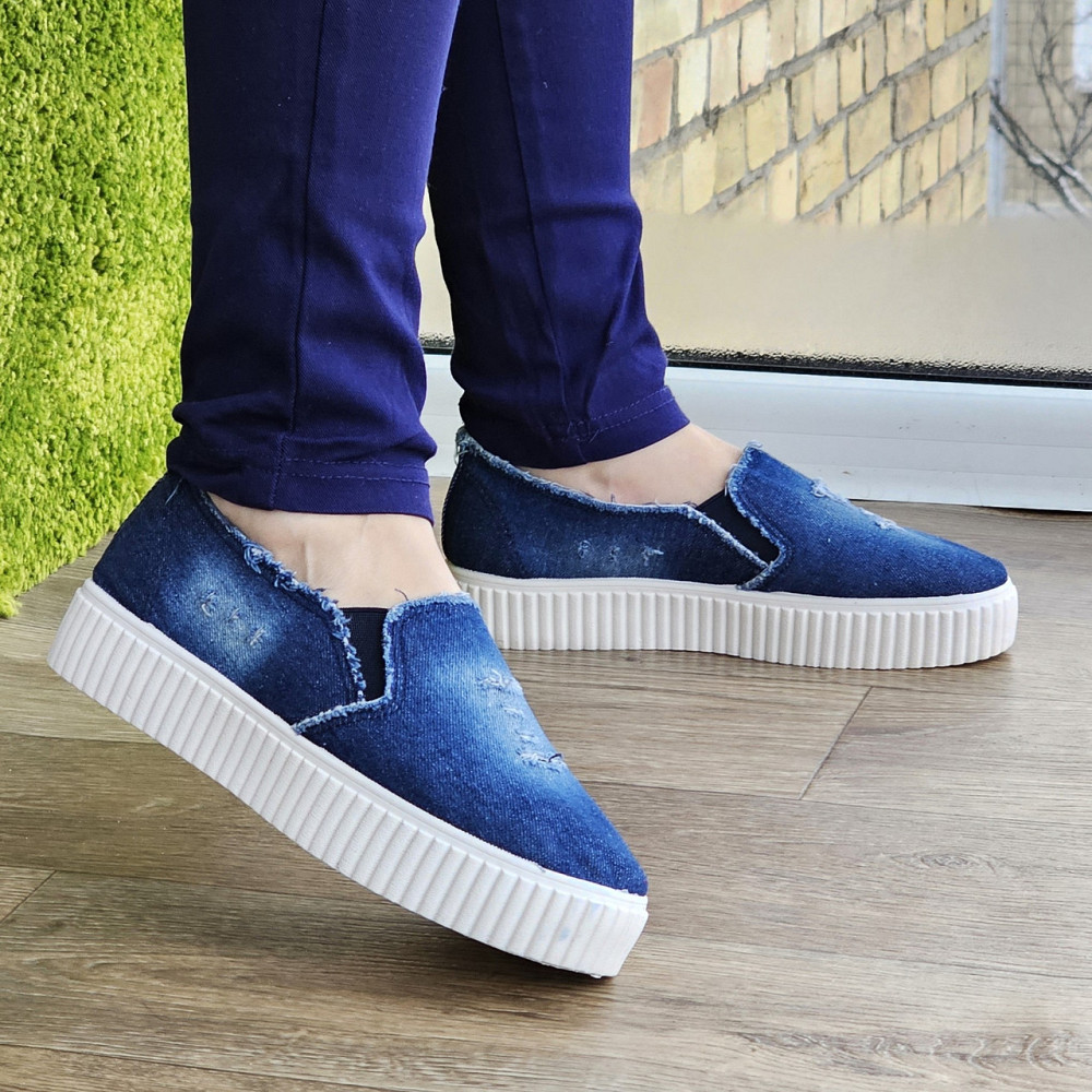 Женские Джинсовые Слипоны Мокасины на Высокой Толстой Подошве (размеры: 36,37,38) - 211 Днепр - изображение 6