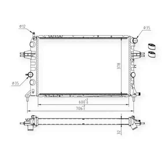 Радіатор двигуна Opel Astra G, Zafira A 2.0i, D (98-05) охолодження Мукачево