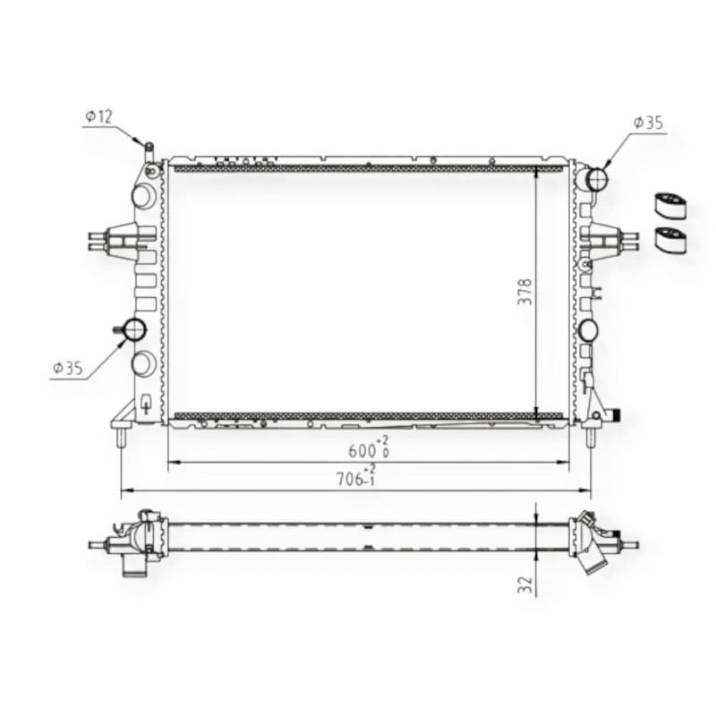 Радіатор двигуна Opel Astra G, Zafira A 2.0i, D (98-05) охолодження Мукачево - фото 1