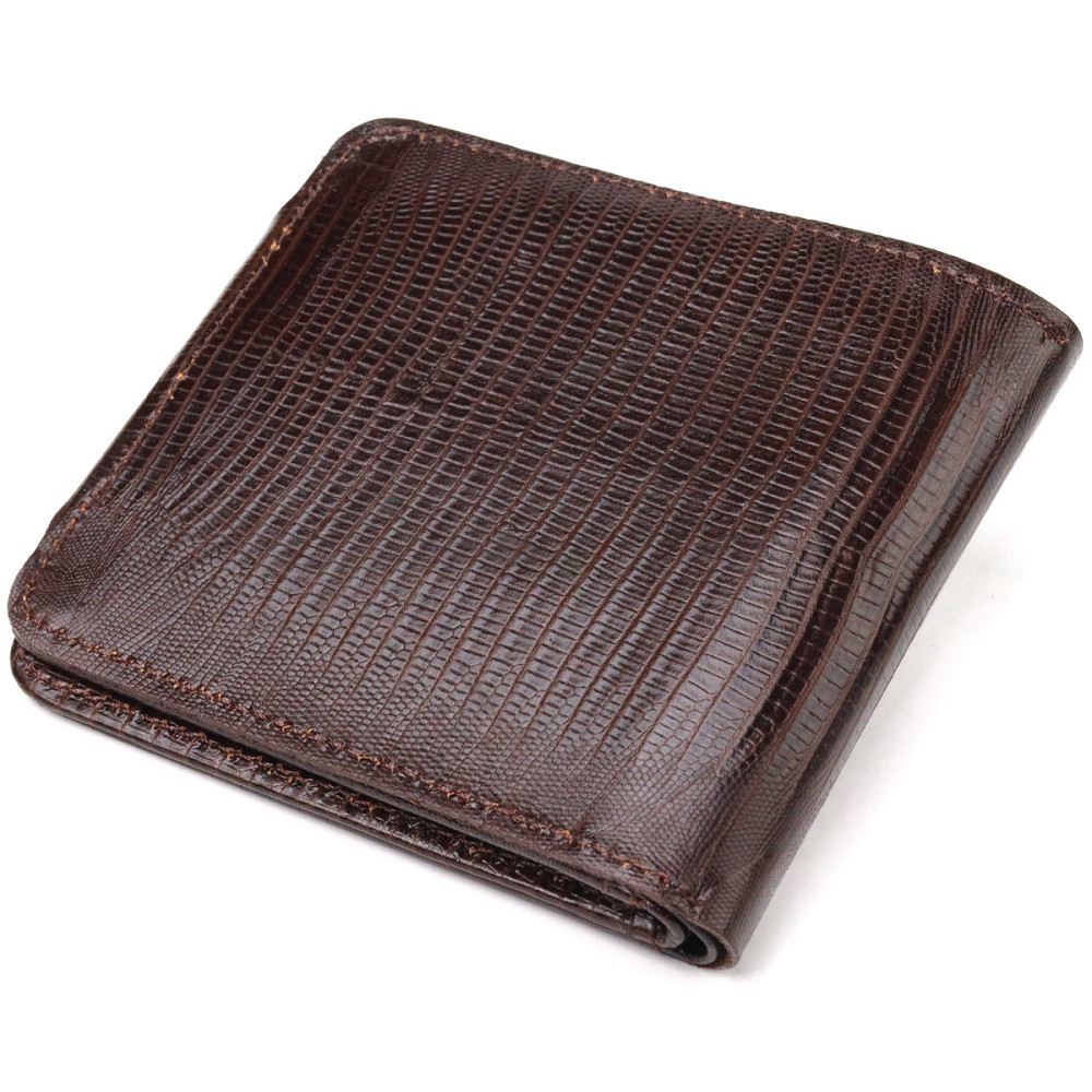 Елегантне портмоне для чоловіків у два складення з натуральної фактурної шкіри CANPELLINI 21576 Коричневе Київ - фото 2