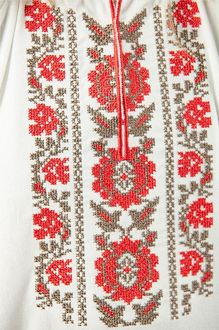 Вышиванка для девочек-подростков льняная с длинным рукавом, молочная топ Киев - изображение 2