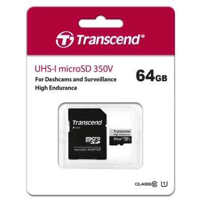 Карта памяти Transcend 64GB microSDXC class 10 UHS-I U1 High Endurance (TS64GUSD350V) Винница