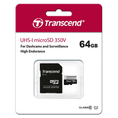 Карта памяти Transcend 64GB microSDXC class 10 UHS-I U1 High Endurance (TS64GUSD350V) Винница - изображение 1