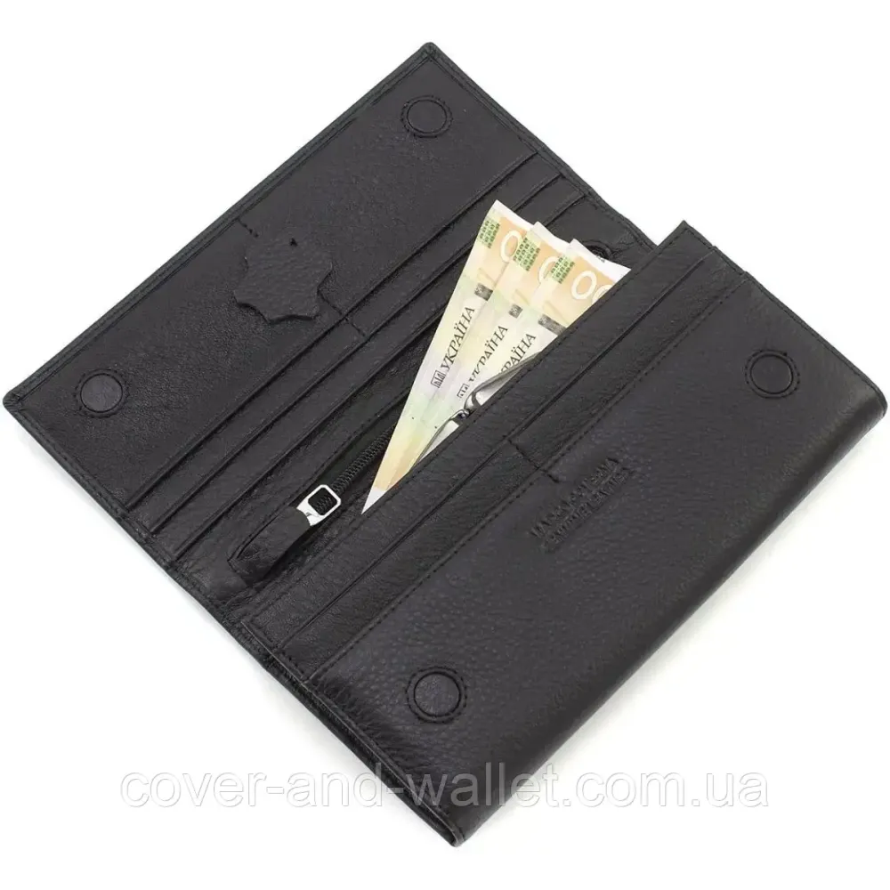 Елітний жіночий гаманець із натуральної шкіри чорного кольору Marco Coverna W001 Black Київ - фото 9