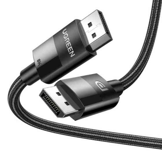 Кабель UGREEN DP114 DP Male to Male DP1.4 8K Round Cable ABS Shell Braid 1.5m (Black) (UGR-80391) Київ
