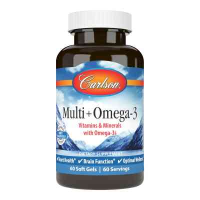 Жирні кислоти Carlson Мультивітаміни з Омега-3, Multi+Omega-3, 60 гелевих капсул (CL15850) Вінниця