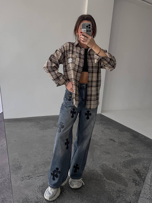 Женская рубашка в клетку (с накатом) 48-50, клетка 30 Одесса - изображение 3