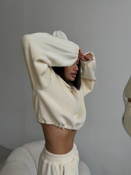 Жіночий теплий костюм двійка у спортивному стилі турецький двосторонній фліс Одеса - фото 3