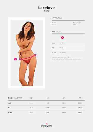 Мереживні стрінги Obsessive Lacelove thong XL/2XL Red, низька посадка Sex Aura Київ
