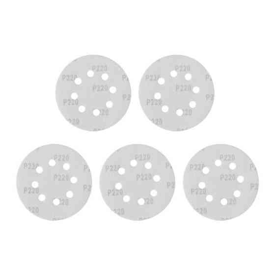 Круг наждачной на липучке с отверстиями 125 мм, бумага класс С, плотность 140 г/м2, К220, 5 ед. INTERTOOL BT-0590 Киев