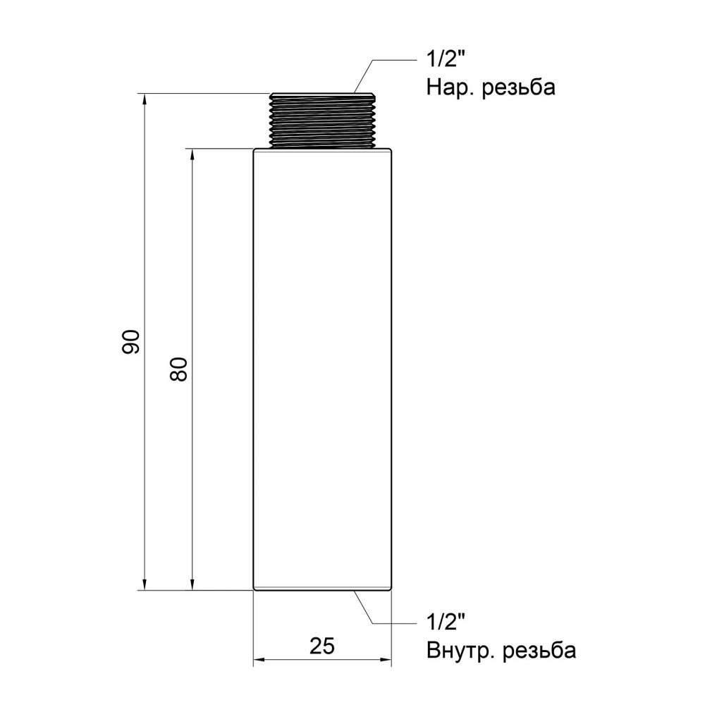 Подовжувач Thermo Alliance Standart 80х1/2" хром SD1301580 Київ - фото 2