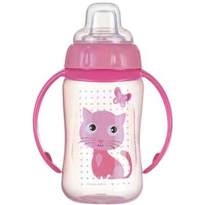 Поильник-непроливайка Canpol babies Cute Animals Котик с мягким носиком и ручками 320 мл (56/512_pin) Винница