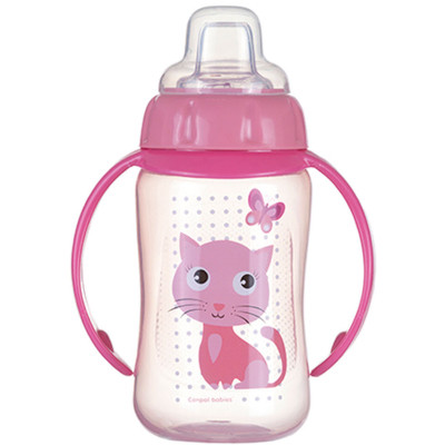 Поїльник-непроливайка Canpol babies Cute Animals Котик з м'яким носиком і ручками 320 мл (56/512_pin) Вінниця - фото 1
