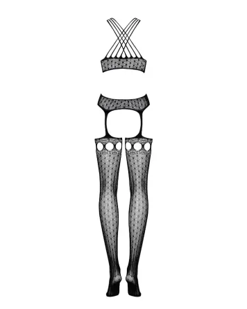 Бодистокинг Obsessive Bodystocking G313 S/M/L, шнуровка, геометрический декор Львов