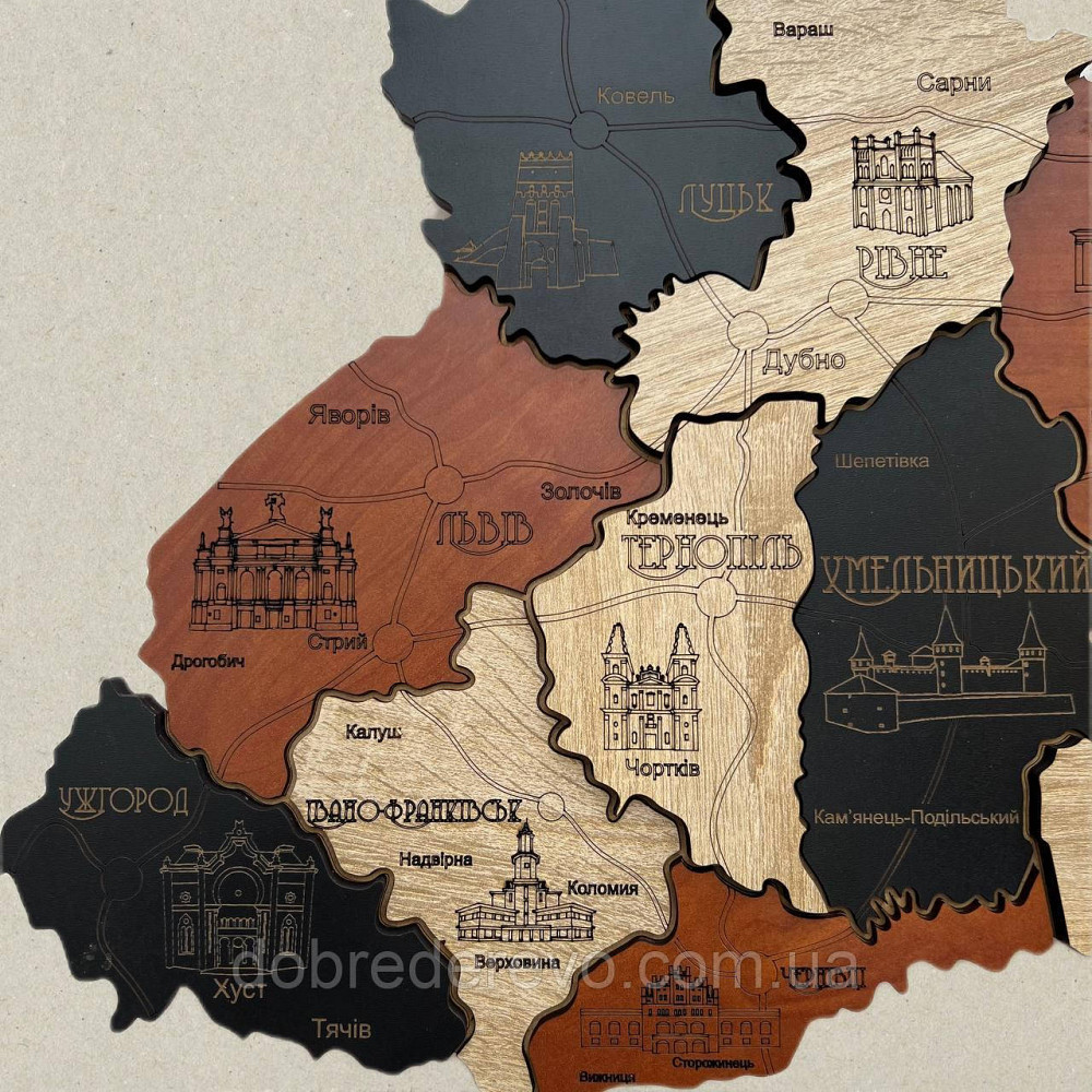 Дерев'яна карта України "Козацька" 100х700 Вижниця - фото 8