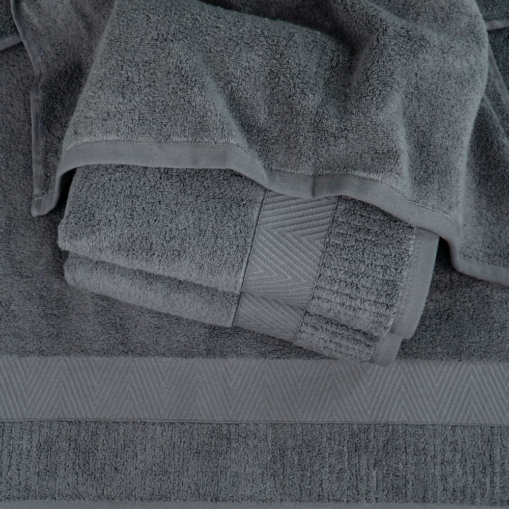 Великий банний махровий рушник 100x150см Преміум якості Зеро Твіст Бордюр 550г/м2 (Сірий) Суми - фото 3