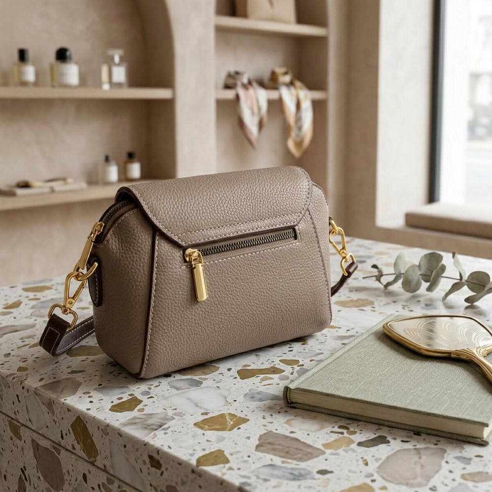 Стильна жіноча компактна сумка з натуральної шкіри Vintage 22267 Бежева Київ - фото 14