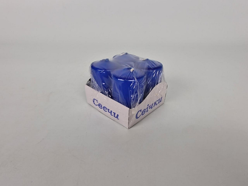 Цветная Цилиндр парафиновая свеча (40/60) СИНЯЯ крашеная  внутри белая (4 шт) Харьков - изображение 1