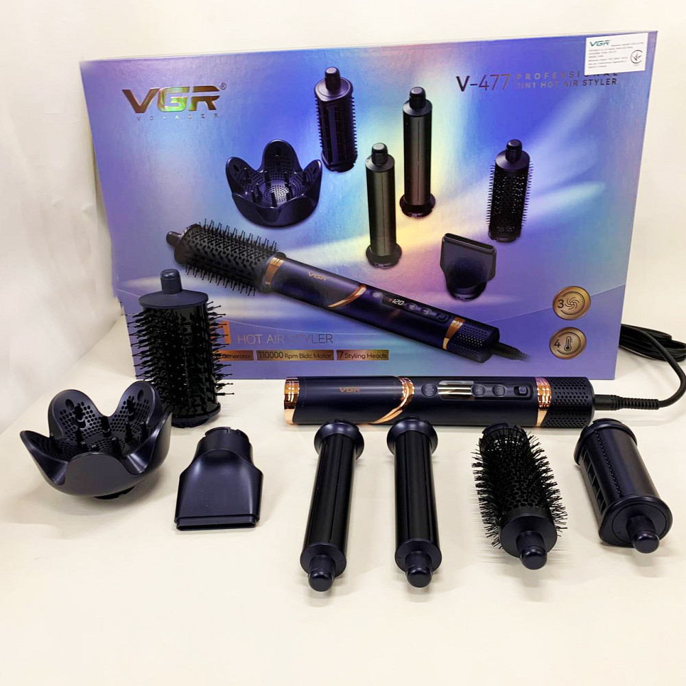 Хороший фен для випрямлення волосся VGR 7 в 1 V-477, Універсальна щітка-фен для волосся YP-39 Львів - фото 2