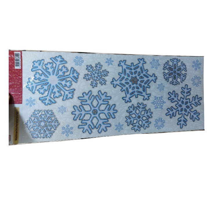 Новогодние наклейки Снежинки с блестками Livarno Home 21 на 47 см голубо-серебристый Киев - изображение 1