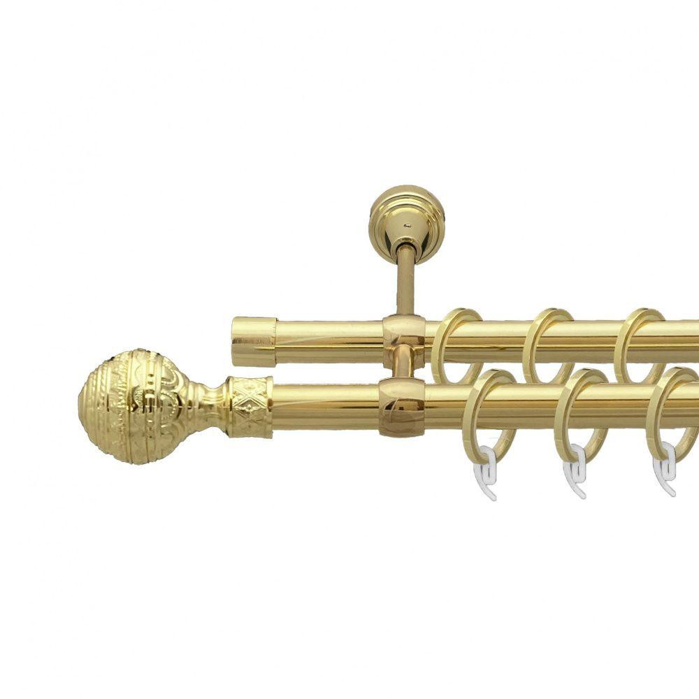 Карниз Orvit Арабеска металевий дворядний литий гладка труба кільце фасонне металеве  Золото 19\19 мм 200 см Львов - изображение 1