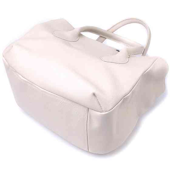 Деловая женская сумка с двумя ручками из натуральной кожи Shvigel 22830 Бежевая Киев