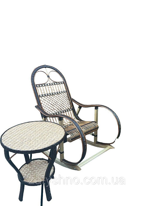 Кресло-качалка со столиком плетеное из ротангу Киев - изображение 2
