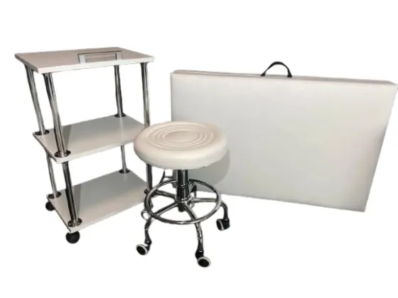 Косметологическая кушетка с тележкой и стулом без спинки (комплект) Киев