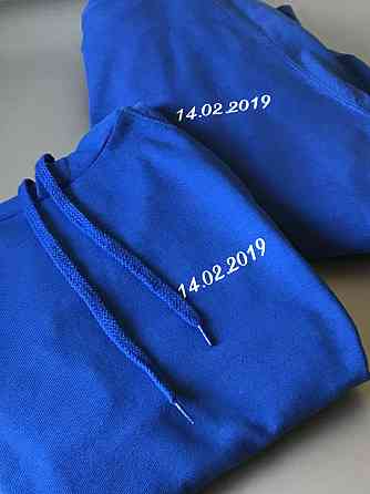 Яскраво сині Парні толстовки для хлопця та дівчини з датою Вашої річниці Чернівці