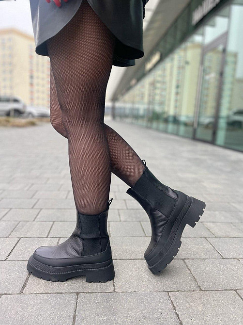 Nikos Жіночі черевики Niko's чорні натуральна шкіра з хутром висота 20 см (2101/181) Коломыя - изображение 3